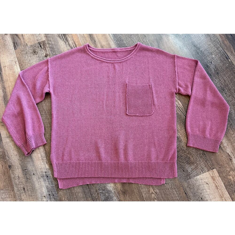 Unbranded Brick Red Boxy Knit Sweater Women’s L Pocket